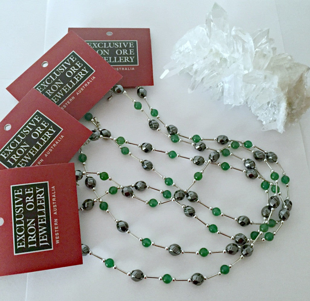 Necklace Hematite & Aventurine Style 19024 Exclusive Iron Ore Jewellery