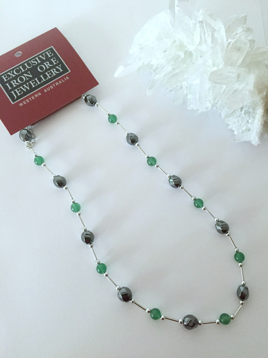 Necklace Hematite & Aventurine Style 19024 Exclusive Iron Ore Jewellery