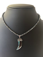 Load image into Gallery viewer, Pendant - Faceted Hematite with Collared Horn
